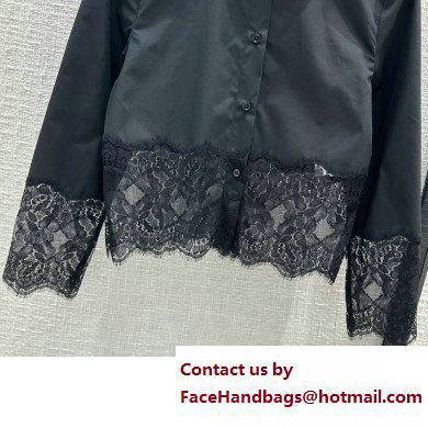 Dolce  &  Gabbana black COTTON SHIRT WITH LACE 2023